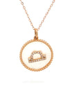 18K Rose Gold Libra Zodiac Mother Of Pearl Diamond Necklace