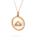 18K Rose Gold Libra Zodiac Mother Of Pearl Diamond Necklace