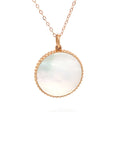 18K Rose Gold Libra Zodiac Mother Of Pearl Diamond Necklace