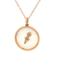 18K Rose Gold Sagitarius Zodiac Mother Of Pearl Diamond Necklace