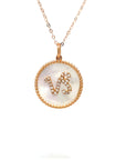 18K Rose Gold Capricorn Zodiac Mother Of Pearl Diamond Charms Pendant