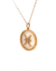 18K Rose Gold Pisces Zodiac Mother Of Pearl Diamond Necklace