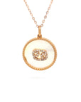 18K Rose Gold Cancer Zodiac Mother Of Pearl Diamond Necklace