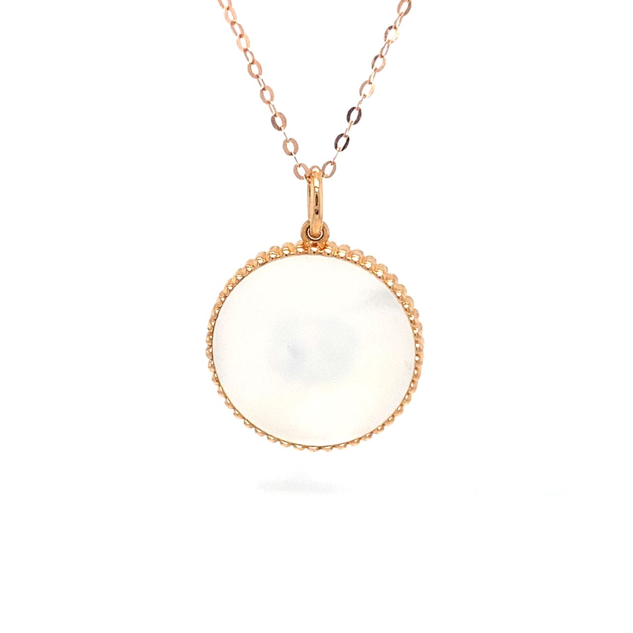 18K Rose Gold Cancer Zodiac Mother Of Pearl Diamond Necklace