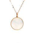 18K Rose Gold Leo Zodiac Mother Of Pearl Diamond Necklace