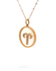 18K Rose Gold Aries Zodiac Mother Of Pearl Diamond Necklace