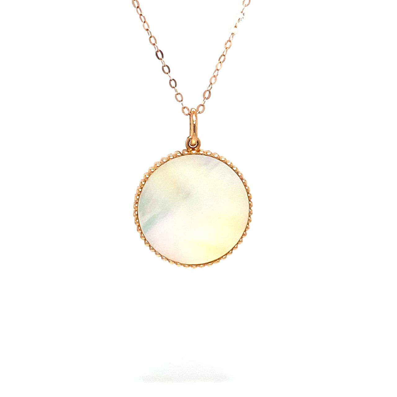 18K Rose Gold Aries Zodiac Mother Of Pearl Diamond Necklace