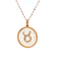 18K Rose Gold Taurus Zodiac Mother Of Pearl Diamond Necklace