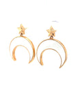 18K Rose Gold Star Moon Mother Of Pearl Earrings