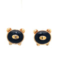 18K Rose Gold Piggy Onyx Earrings
