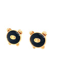 18K Rose Gold Piggy Onyx Earrings