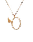 18K Rose Gold Stylish Wings Alphabet O Full Diamond Necklace