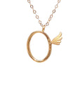 18K Rose Gold Stylish Wings Alphabet O Full Diamond Necklace