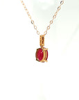 18K Rose Gold Oval Mini Ruby Triple Straight Diamond Necklace