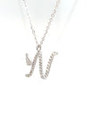 18K White Gold Stylish Wings Alphabet N Full Diamond Necklace