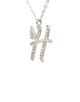 18K White Gold Stylish Wings Alphabet H Full Diamond Necklace