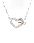 18K White Gold Bow Heart Diamond Necklace