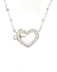 18K White Gold Bow Heart Diamond Necklace
