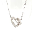 18K White Gold Bow Heart Diamond Necklace