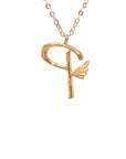 18K Rose Gold Stylish Wings Alphabet P Full Diamond Necklace