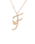 18K Rose Gold Stylish Wings Alphabet F Full Diamond Necklace
