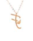18K Rose Gold Stylish Wings Alphabet F Full Diamond Necklace