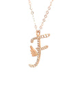 18K Rose Gold Stylish Wings Alphabet F Full Diamond Necklace