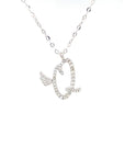 18K White Gold Stylish Wings Alphabet Q Full Diamond Necklace