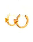 18K Rose Gold Trillion Orange Sapphire Diamond Hoop Earrings