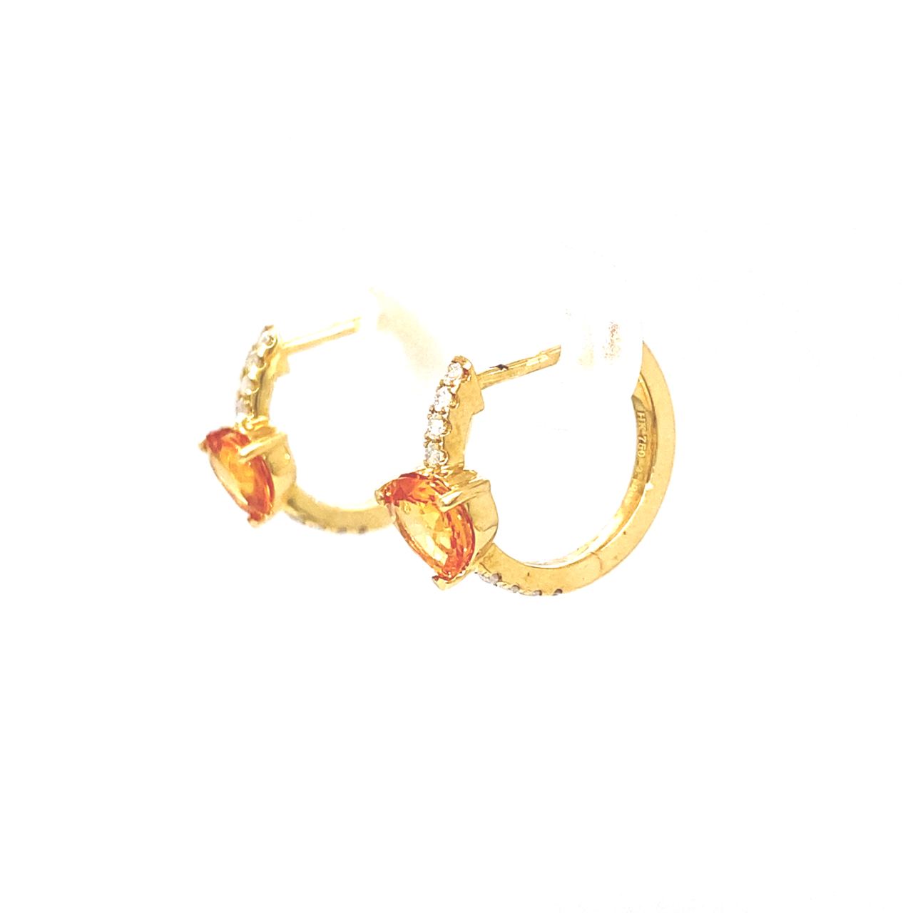 18K Yellow Gold Heart Mega Purple Sapphire Diamond Hoop Earrings