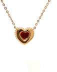 18K Rose Gold Milgrain Sweet Heart Purple Sapphire Diamond Halo Necklace