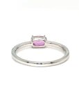 18K White Gold Pink Sapphire Oval Shape Simple Stack Diamond Ring
