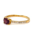 18K Rose Gold Purple Sapphire Heart Shape Simple Stack Diamond Ring