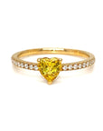 18K Yellow Gold Yellow Sapphire Heart Shape Simple Stack Diamond Ring
