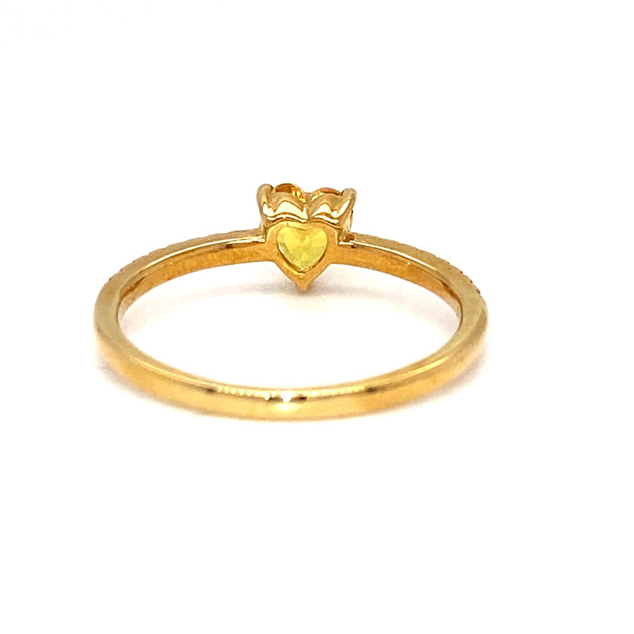 18K Yellow Gold Yellow Sapphire Heart Shape Simple Stack Diamond Ring