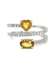 18K White Gold Yellow Heat & Over Sapphire Diamond Wrap Ring