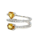 18K White Gold Yellow Heat & Over Sapphire Diamond Wrap Ring