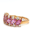 18K Rose Gold  Pink Marquise Sapphire Italic Diamond  Ring