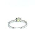 18K White Gold Green Sapphire Pear Shape Simple Stack Diamond Ring