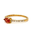 18K Yellow Gold Orange Sapphire Pear Shape Simple Stack Diamond Ring