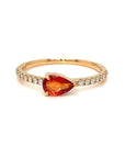 18K Rose Gold Orange Sapphire Pear Shape Simple Stack Diamond Ring