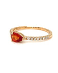 18K Rose Gold Orange Sapphire Pear Shape Simple Stack Diamond Ring