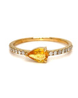 18K Yellow Gold Yellow Sapphire Pear Shape Simple Stack Diamond Ring