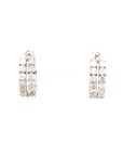 18K White Gold Double Pave Hoop Diamond Earrings