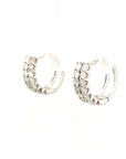 18K White Gold Double Pave Hoop Diamond Earrings