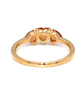 18K Rose Gold Trilogy Orange Heart Sapphire Diamond  Ring