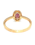 18K Rose Gold Red Sapphire Oval Halo Diamond Ring