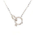 18K White Gold Double Circle Inter-Locking Diamond Necklace