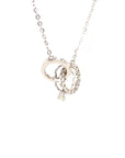 18K White Gold Double Circle Inter-Locking Diamond Necklace