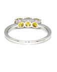 18K White Gold Trilogy Yellow Round Sapphire Diamond Ring